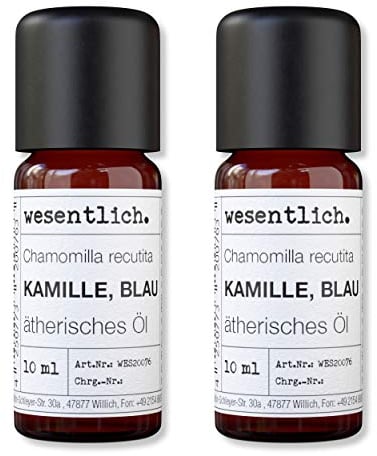 wesentlich. Kamille Öl blau - ätherisches Öl - 100% naturrein (Glasflasche) - u.a. für Duftlampe und Diffuser (2x10ml)