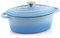 BBQ-Toro Gusseisen Cocotte | 4,3 Liter | blau, oval | Emaillierter Gusseisen Bräter mit Deckel | Gusstopf, induktionsgeeignet | Topf mit Aroma-Tropfnasen am Deckel | Gussbräter, Bratentopf