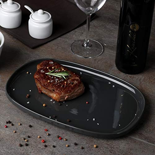 Holst Porzellan SK 420 High Alumina Plateau de service 30 x 20 cm, gris, lot de 3, jusqu'à 400% plus résistant que la porcelaine traditionnelle
