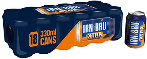 IRN-BRU XTRA Taste No Sugar, 18 x 330ml, Fizzy Drinks Multipack Cans (Pack of 18)