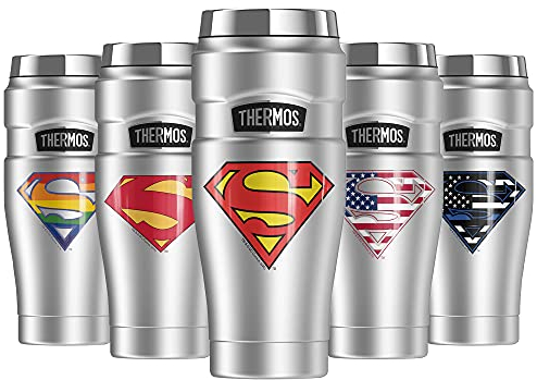 Superman Classic Logo Shield THERMOS STAINLESS KING Stainless Steel Travel Tumbler, Vacuum insulated & Double Wall, 16oz