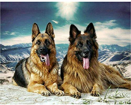 DIY Large Wooden Jigsaw Puzzles for Adults 1000 Pieces Two German Shepherd Dog Animal Picture of Room Decor Christmas Gifts