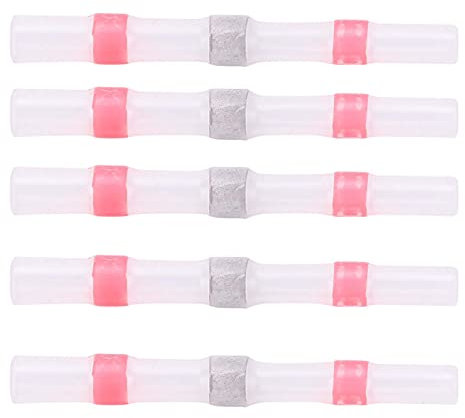 50Pcs Tubi Termorestringenti Kit Connettore Filo Saldato Terminali Hot-melt Impermeabili con Anello di Tenuta a Saldare Avanzato, Lunghezza di Spelatura 10 Mm(SST-S21 (red))