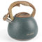 BELANKO Tea Kettle, 102 OZ / 3 Liter Whistling Tea Kettle, Tea Pots for Stove Top Food Grade Stainless Steel with Wood Pattern Handle, Loud Whistle Kettle for Tea, Coffee, Water, Milk - Black Green