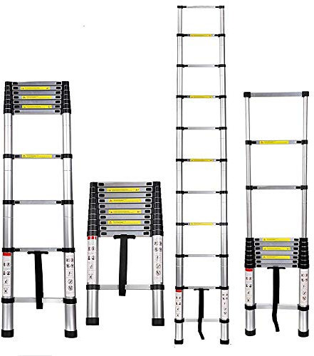 3,2M Teleskopleiter, 11 Stufen Aluminium Ausziehbar Leiter, Mehrzweckleiter Klappleiter Haushaltsleiter Anlegeleiter, 150 kg 330 Pfund Belastbarkeit