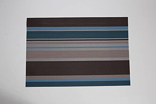 Tovagliette Americana Plastica Lavabili Strisce Blu Tovagliette Colazione PVC Sottopiatti Antiscivolo Tovagliette Americane Antiscivolo Tovaglietta Resistente Al Calore 30x45cm 8 Pcs