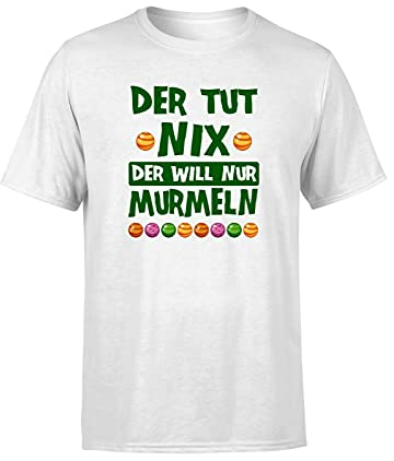 Murmeln Der tut nix der will nur Murmeln Glaskugeln Herren T-Shirt, Größe: M, Farbe: Weiß