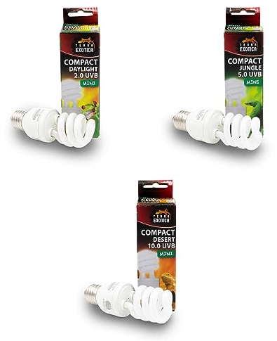 Terra Exotica Compact Mini UVB 13 Watt Vollspektrum-Tageslichtlampe - Auswahl zwischen 2.0, 5.0 und 10.0 UVB Lampen für Ihr Terrarium (Jungle 5.0 UVB)
