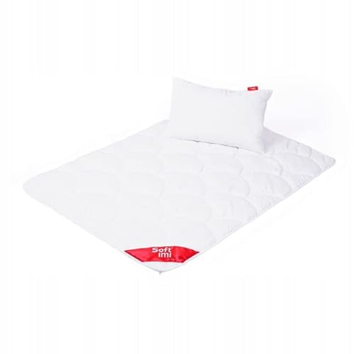 Softimi Kinderbettdecke Weiß Baby Bettdecke-Set Premium Steppdecke mit Kissen 100x135 und Kissen 40x60 - Microfaser Hypoallergene Antiallergische Anti-Milbe