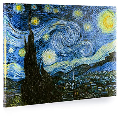 ShopArt – Tableau effet coups de pinceau à relief – Van Gogh, Nuit étoilée – Impression Fine Art sur toile haute définition prêt à accrocher (70 x 100 cm)