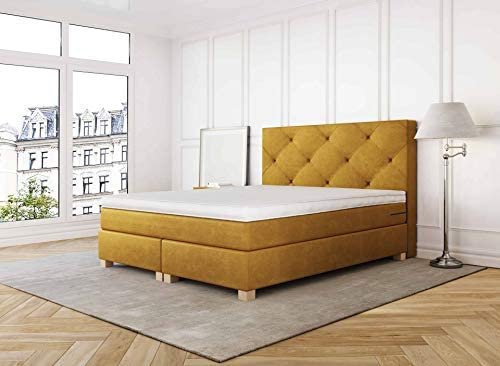 Betten Jumbo Prince Boxspringbett 140x200 cm 7-Zonen TFK Härtegrad H2 und Pocket Air Topper | Farbe Coffee-Braun