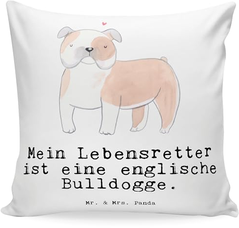Mr. & Mrs. Panda Sofakissen Englische Bulldogge Lebensretter - Geschenk, Kissenhülle, Dekokissen 40x40, Hundebesitzer, Tierfreund, Hund, Sofakissen