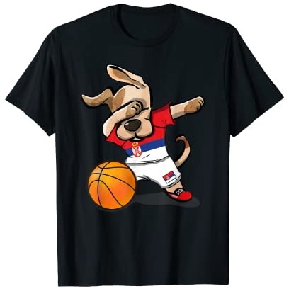 Dog Dabbing Basketball Serbien Trikot Serbische Team Shirt T-Shirt
