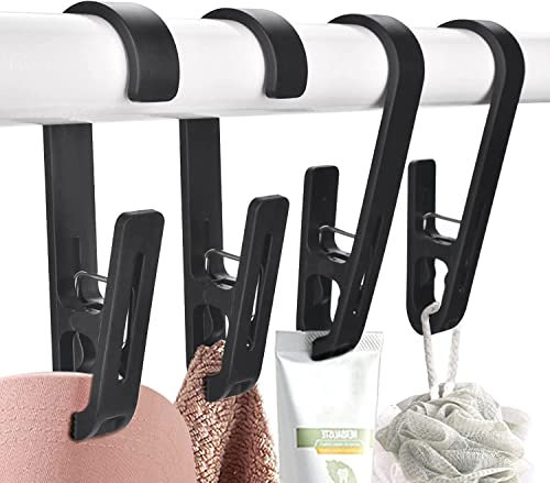 AccEncyc 4 Stück Wäschehaken Kleiderbügel Wäscheklammern mit Haken Kleidernadeln Kunststoff Kleidung Trocknen Clips für Socken, Stiefel, BHs, Handtücher