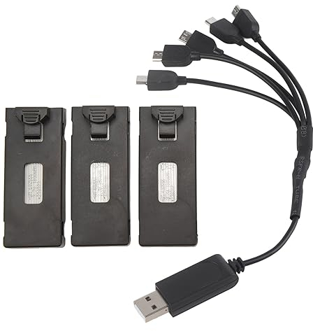 Focket RC-Flugzeugbatterie, 3,7 V 1800 MAh 2600 MAh Lithium-Batterie-Kit Lipo-Akku mit 3 in 1 Ladekabel für E88 E88Pro LS E525 E525Pro, Lithiumbatterie für RC-Drohne (1800mah), FOCKET1ZEKDQ30T5-11