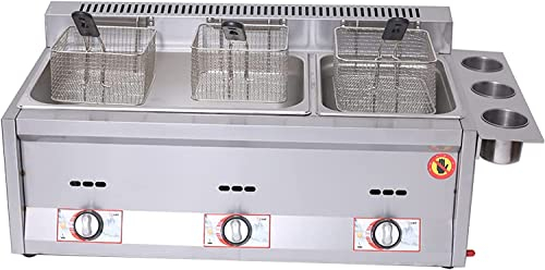 SPUZZO Friteuse à gaz Professionnelle, friteuse à gaz 24L / 36L Friteuse à Frites de Poulet en Acier Inoxydable avec cuillère à Panier for Restaurant Commercial Cuisine à Domicile