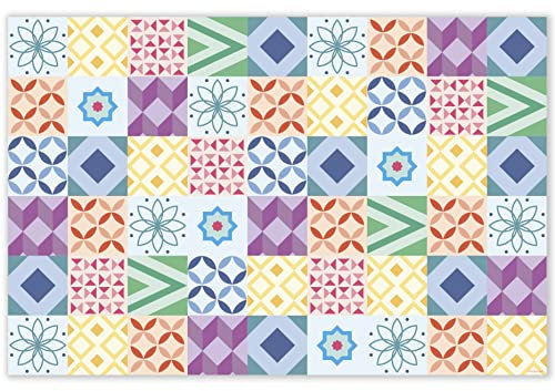 mubusi Alfombra Vinílica Cocina Salón - Varios Tamaños - (Hidráulica Évora Multicolor 160x240 cm)
