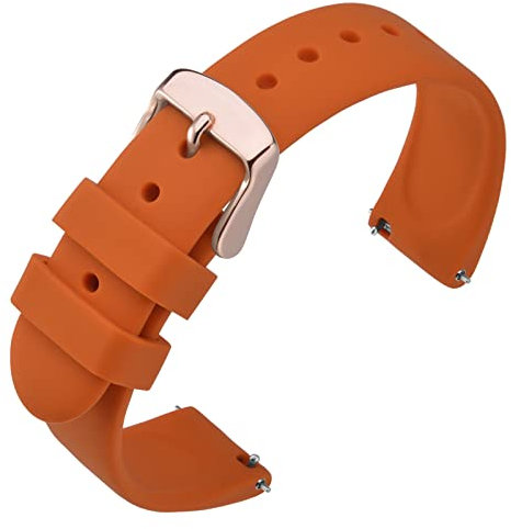 ANNEFIT Silikon Uhrenarmband, Sport Armband 22mm für Damen Herren mit Roségold Schnalle, Schnellverschluss Ersatzband (Orange)