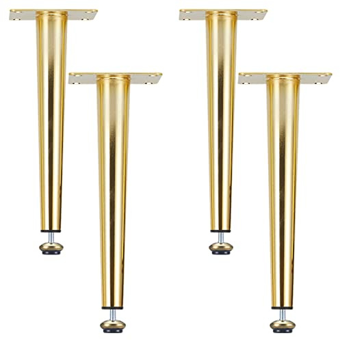 YJRZYQKXKL Tischbeine Höhenverstellbar, 4 Stück Mobelbeine, Gold Tischfüße Höhe: 10-75cm (+10mm) Couchtisch/TV Tisch/Beistelltische/Kommode/Nachttisch Beine Konisch Beine Ersatz Füße (45cm,Gold)