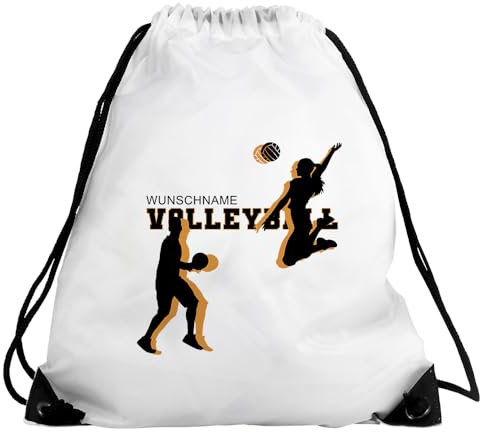 Eurofoto Turnbeutel mit Namen und Motiv mit Volleyball | Sport-Beutel mit Hobby personalisiert | Gymbag mit Wunschnamen