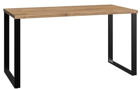 Lomadox Schreibtisch Plankeneiche mit Absetzungen in Graphit, B x H x T ca. 140 x 74 x 70cm