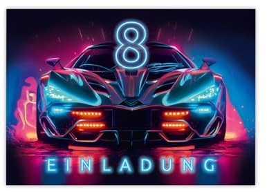 Minkocards 12 Einladungskarten zum 8. Kindergeburtstag Junge Auto Rennauto Einladungen achte Jungsgeburtstag Rennwagen