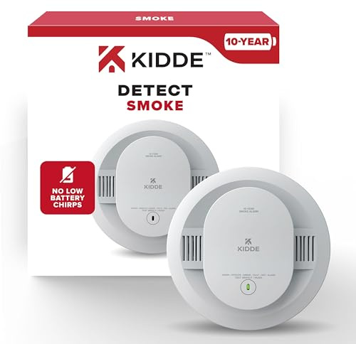 Kidde Smoke Detector, 10-Year Battery Powered, with LED Status Lights, 85 dB Alarm, 5-inches, 20SD10, 1 Pack