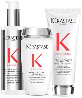 KÉRASTASE Première - Routine Pour Cheveux Abîmés Fins À Moyens - Répare La Fibre En Profondeur - Formule innovante à l'Acide Citrique & Glycine - Sans Sulfate & Sans Parabène