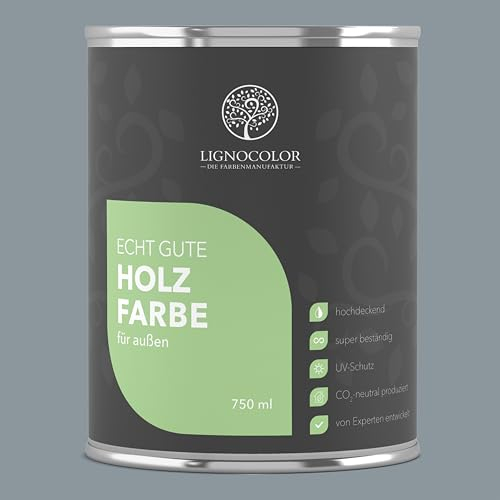 Lignocolor Holzfarbe Außen matt | wetterfeste Farbe für den Außenbereich (Silbergrau matt, 2,5L) | hochdeckend & hochbeständig