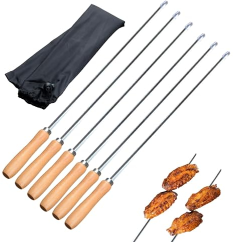 Spiedini per barbecue per grigliare,Spiedini per grigliare | Bastoncini per barbecue Spiedini di Shish Kebab - Spiedini per barbecue in acciaio inossidabile, 6 pezzi Spiedini per grigliate