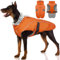 Wasserdichter Hundemantel, Winter Warme Hundejacke Winddicht Hundepullover Outdoor Hundemantel Bekleidung mit Sicheren Reflexstreifen(Orange, L)