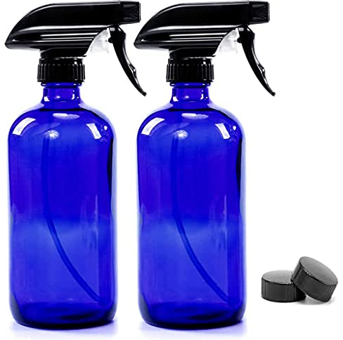 2 botellas de spray de vidrio vacías de 250 ml, contenedor recargable for aceites esenciales, productos de limpieza, pulverizador con y contenedor recargable de corriente/1518
