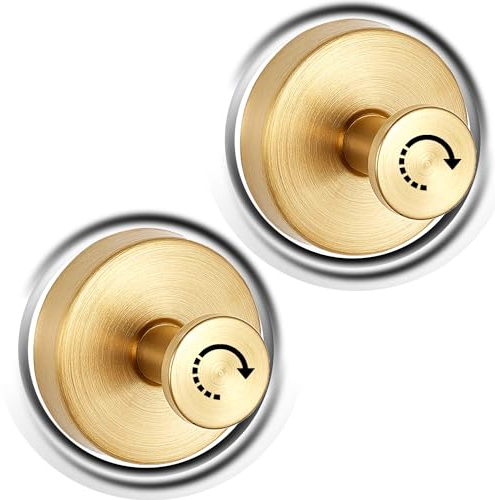 lifeicomall Suction Hooks,Vacuum Suction Cup Hook ,Waterproof Suction Stick Hooks Removable and Reusable, Self Adhesive Sucker Hooks for Bathroom,Kitchen(Gold 2PCS) (Gold 2)
