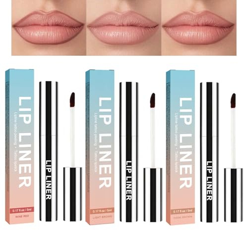Peel Off Lipliner Stain - 3 Farben Lip Stain Peel Off Matte - Langanhaltender Abziehbarer Lippenfleck - Lip Liner Tattoo Highly Pigmented - Lip Tint Wasserfest für Frauen Pralle Lippen