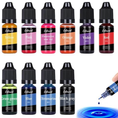 Candle Dye, 10 Colors Liquid Candle Colour Dye for Soy Wax & Wax Melts, Each 10 Ml