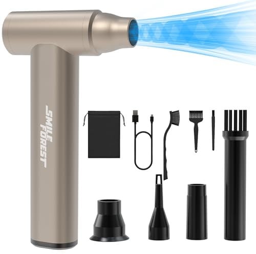 Compressed Air Duster - 120000RPM Electric Air Duster, Mini Blower - Turbo Fan - Car Dryer Air Blower, Cordless Air Duster for Computer Keyboard, Outdoors, Car, Home (Silver)