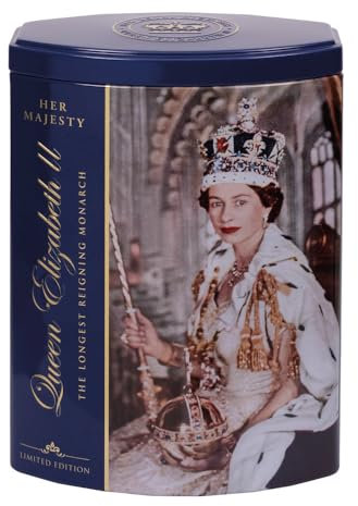Ahmad Tea London Gifts | Queen Blue Caddy with English Breakfast | Gift | London & English Souvenirs | 40 Teabag Sachets | 1 Flavour