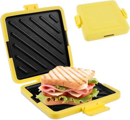 Microwave Toastie Sandwich Maker, Silicone Microwaveable Cookware Wireless Toastie Maker, Heatwave Technology Sandwich Toaster, Nonstick Plate Sandwich Maker for Cooking Crispy Sandwiches (Yellow)