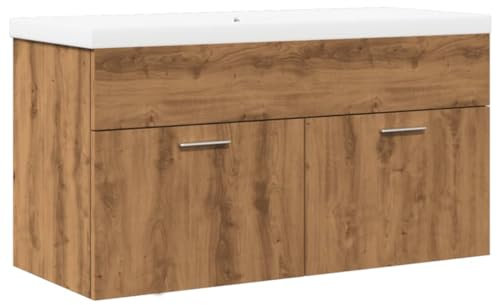 vidaXL Mueble de baño con Lavabo Integrado Roble Artisan, Armario de Lavabo de baño, Mueble lavamanos baño, Mueble bajo Lavabo, Mueble de baño
