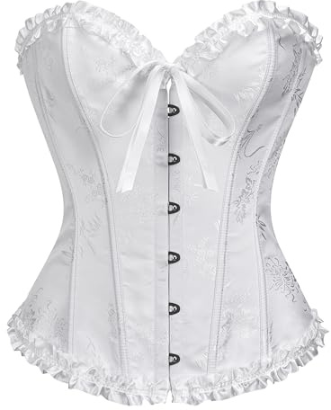 Bslingerie Women Cute Pastel Colour Corset Top Shapewear Lingerie (XL, White)