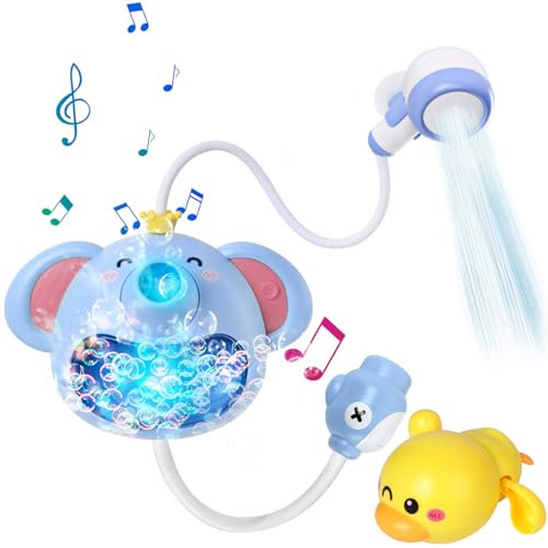 Badewannenspielzeug ab 1 2 3 4 Jahre, Baby Badespielzeug ab 1 2 3 4 Jahre Schaummaschine Badewanne Leuchtende Elephant Badespielzeug Weihnachten Geschenke für Kinder Kinderspielzeug ab 1-4 Jahre