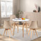 H.J WeDoo Rund Esstisch mit 4 Stühle Essgrupp, 90cm Küchentisch und 4er Set Esszimmerstühle Esszimmergruppe Sitzgruppe für Küche Wohnzimmer (Weiß Tisch+4 Khaki Stühl)