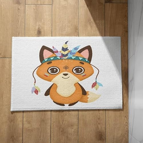 EHOMERY Schmutzfangmatte Vintage Fussmatte Draussen Haustür Fuchs Fußmatte Personalisiert mit Haustieren Fussmatte Innen Lustig 50x80cm,