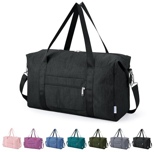 Narwey for Easyjet Cabin Bag 45x36x20 New Easyjet Underseat Bag Foldable Hospital Bag Travel Duffel Carry on Luggage Weekend Overnight Holdall Bags for Women and Men 25L (Black)