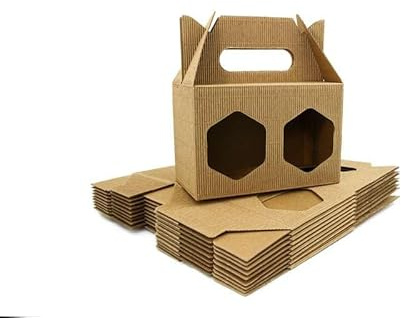 4BEE Geschenkverpackung für Honiggläser – 10er-Set – Papier – Wellpappe – Tragegriff – 10 Stück für zwei Honiggläser mit je 425 ml – Maße: 170 x 86 x 113 mm