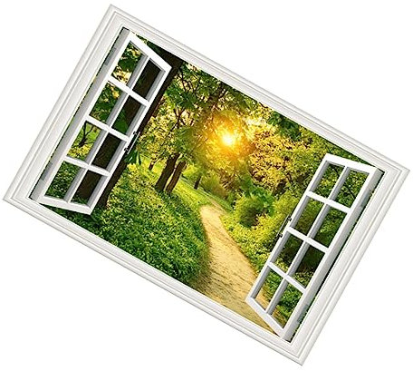 Tofficu Pegatina De Pared Ventana Simulada Paisaje Natural Decoración Interior Vinilo Removible Para Dormitorios Y Salones Adhesivo De Ventana Falsa