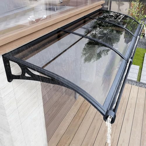 GUQASDV Marquesina for Ventana Y Puerta, Marquesins Exterior con Soporte De Aluminio Y Panel De Policarbonato, for Patio, Balcón Y Porche, con Protección UV, Lluvia Y Nieve(Gray,80x100cm/31 x39)