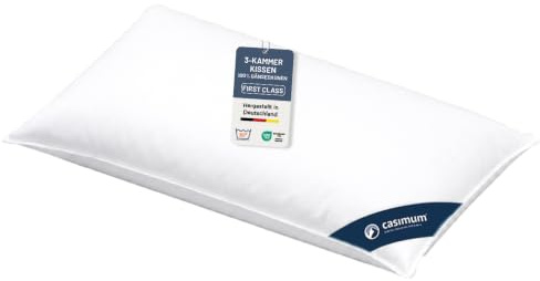 Gänsedaunenkissen 40x80 cm, First Class 3-Kammer Kissen, Made in Germany | 100% Gänsedaunen (Außen), Allergiker Kissen, für Rücken- & Seitenschläfer, 100% Baumwolle, OEKO-TEX