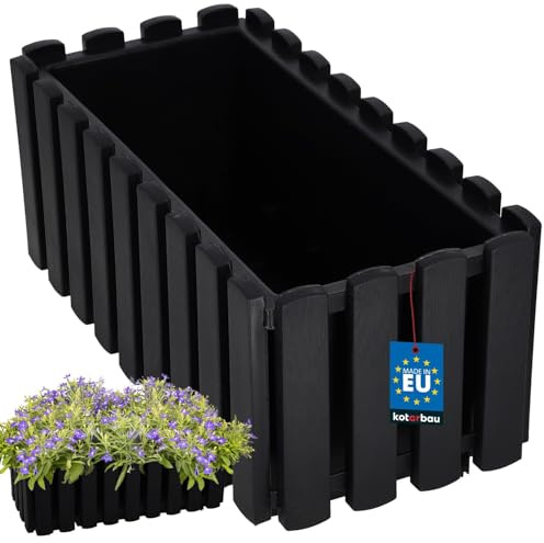 KOTARBAU® Blumenkasten - Blumentopf - 38x18x16 cm - Anthrazit - Kunststoff - Pflanzkasten - Balkonkasten - Pflanzkübel Rechteckig - Übertopf Groß - Blumenkasten Balkon