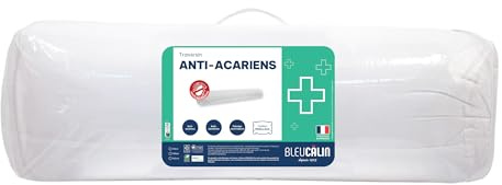 Bleu Calin Traversin Moelleux Anti-acariens, Antibactérien 1 Personne, Enveloppe Microfibre, 90 cm
